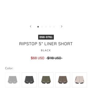 ASRV Ripstop 5" Liner Short - Black